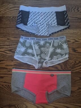 Victoria's Secret PINK, Pineapple, & Colorblock Boyshort Panty Trio